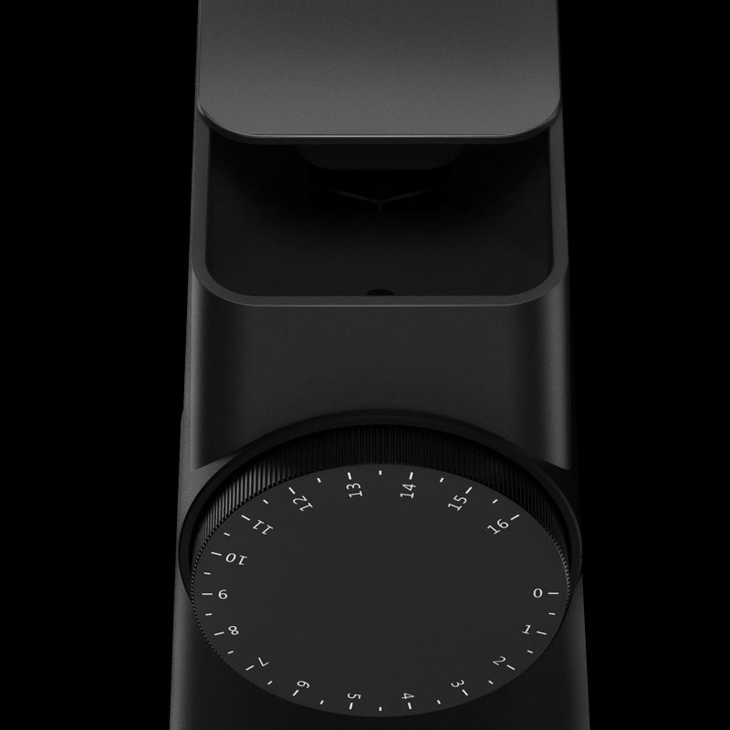 Close-up view of the TIMEMORE Sculptor 064s grinder's control dial and minimalist design.